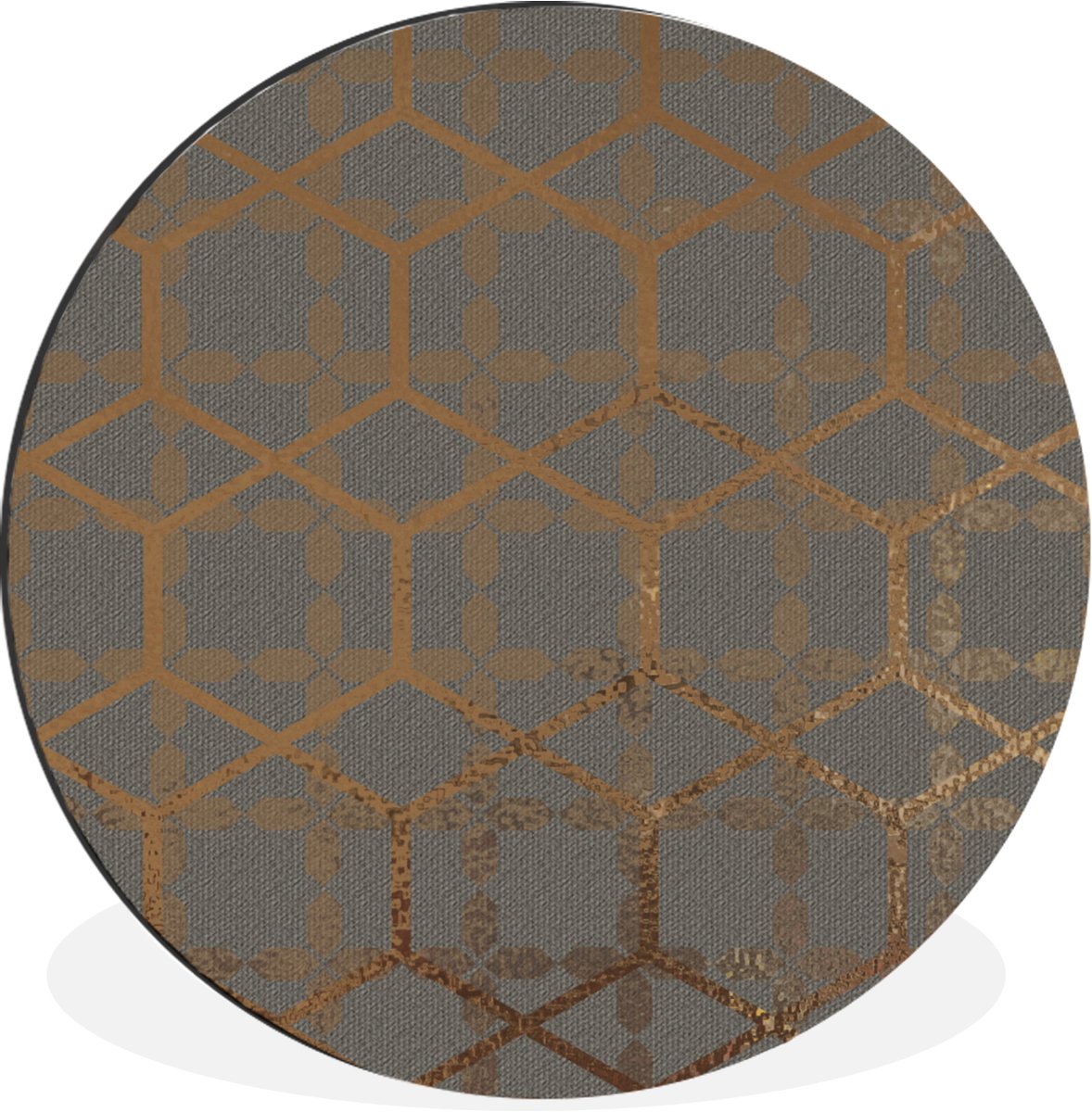 WallCircle Wandcirkel - Muurcirkel - Design - Zeshoek - Grijs - Aluminium - Dibond - 140x140 cm - Binnen en Buiten Multicolor