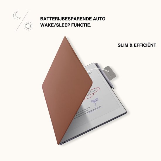 Lunso ReMarkable Paper Pro Move Slim magnetisch sleepcover PU leer hoes - Bruin van Lunso — afbeelding 2