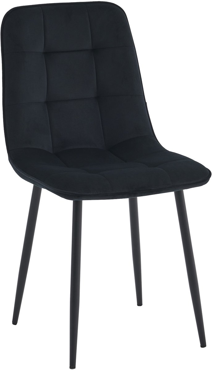 Colenis Bloqs Eetkamerstoel – Zwart – Velvet – Set van 2
