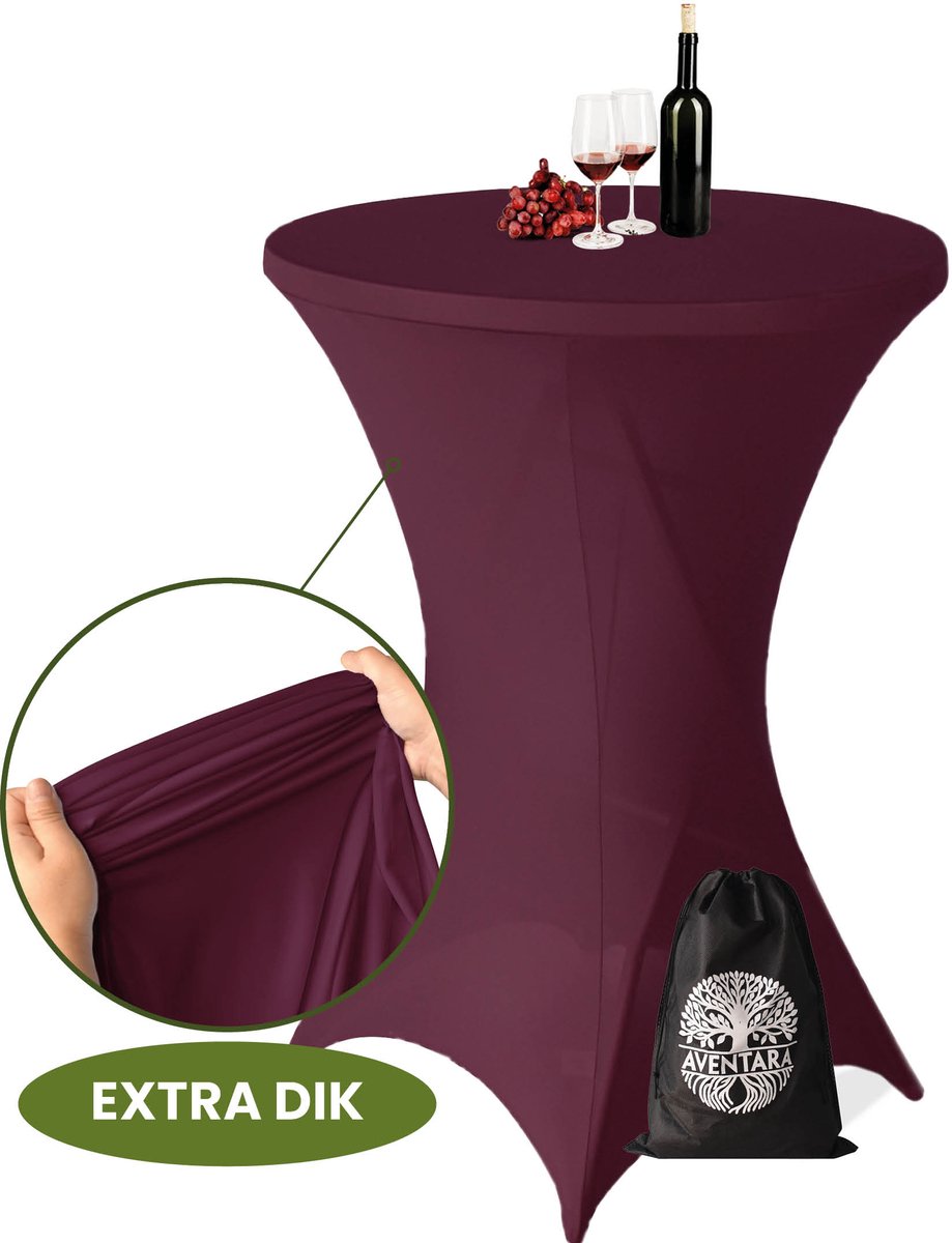 Statafelrok Bordeaux (Donker Rood) – Ø80-85 x 110 cm – Luxe Extra Dikke Stretch Stof – Inclusief Opbergtas – Kras- en Kreukvrije Statafelhoes – Perfect voor Horeca, Bruiloften en Feesten