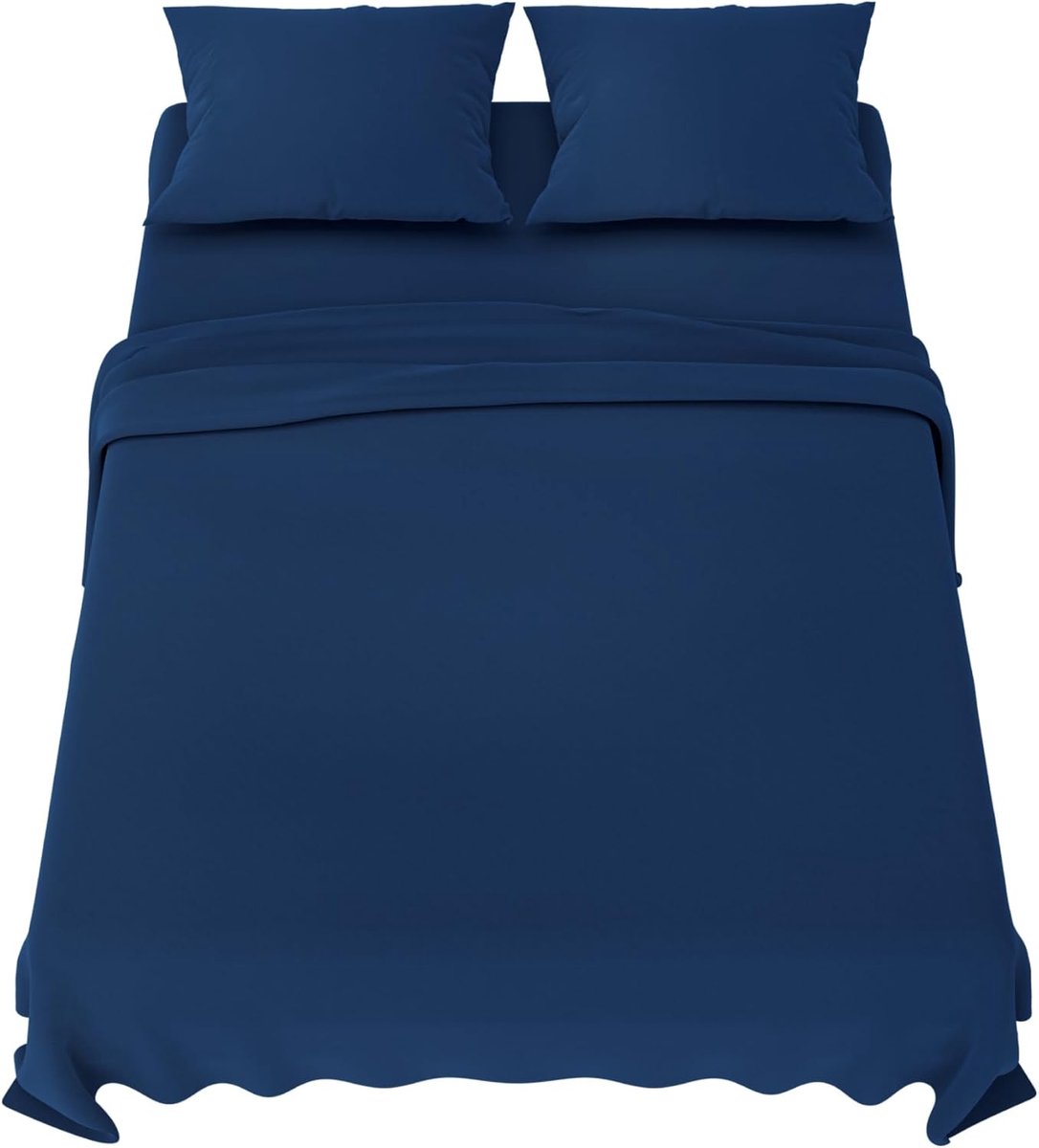 beddengoedset 180x200 cm - 4-delig microvezel - hoeslaken 180x200 cm - onderlaken 2 personen 270x290 cm - 2 kussenslopen 50x80 - Oeko Tex gecertificeerd - donkerblauw