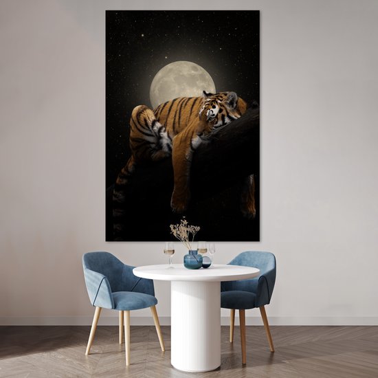 Affiche Tigre - Lune - Etoiles - 120x180 cm XXL