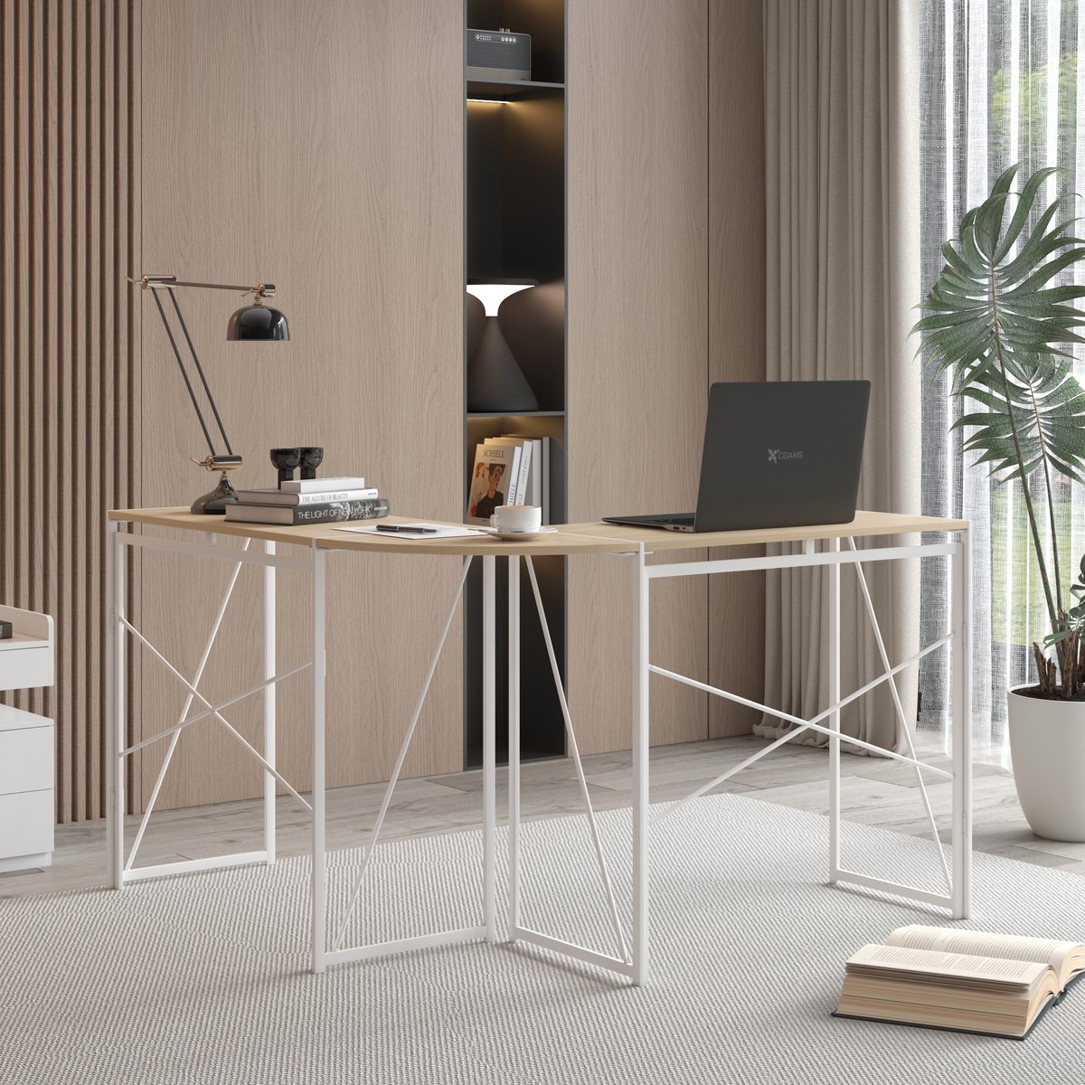 YYchan gamebureau - houtkleur - 118 x 118 x 74,5 cm