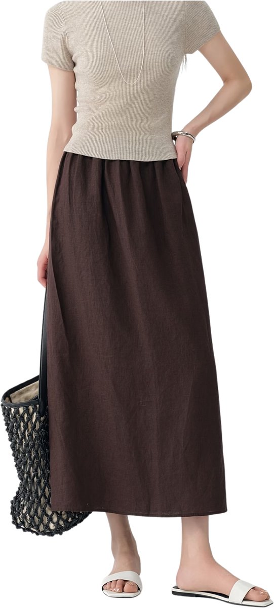 Currero Broekrok Dames Skort Skirts Skirt Rok Midi Korte Broek Culotte Wandelrok Rokje Legging Donkerbruin M