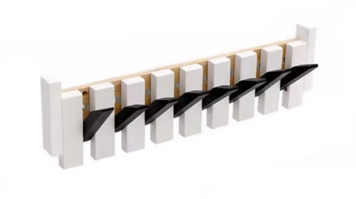 DWIH - Piano Kapstok - wandkapstok - keys - 8 haken - kapstok hangend - Black/White