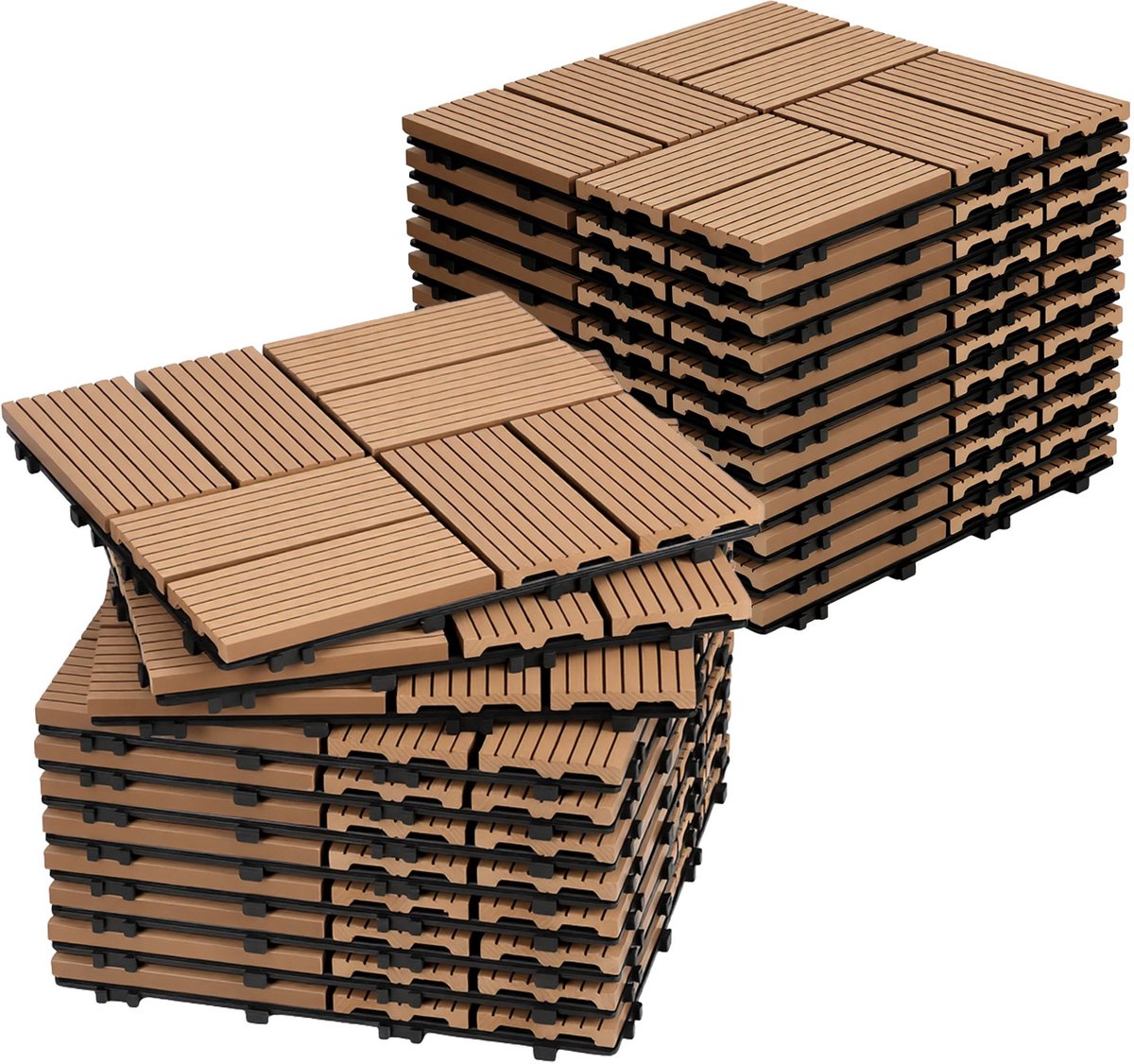 Terrastegels houten tegels 30x30cm 33 stuks Teak Terrastegels houten tegels met kliksysteem voor terras balkon