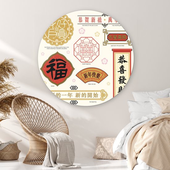 Textes chinois avec significations Assiette en plastique cercle mural ⌀ 140 cm