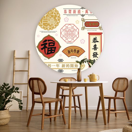 Textes chinois avec significations Assiette en plastique cercle mural ⌀ 140 cm