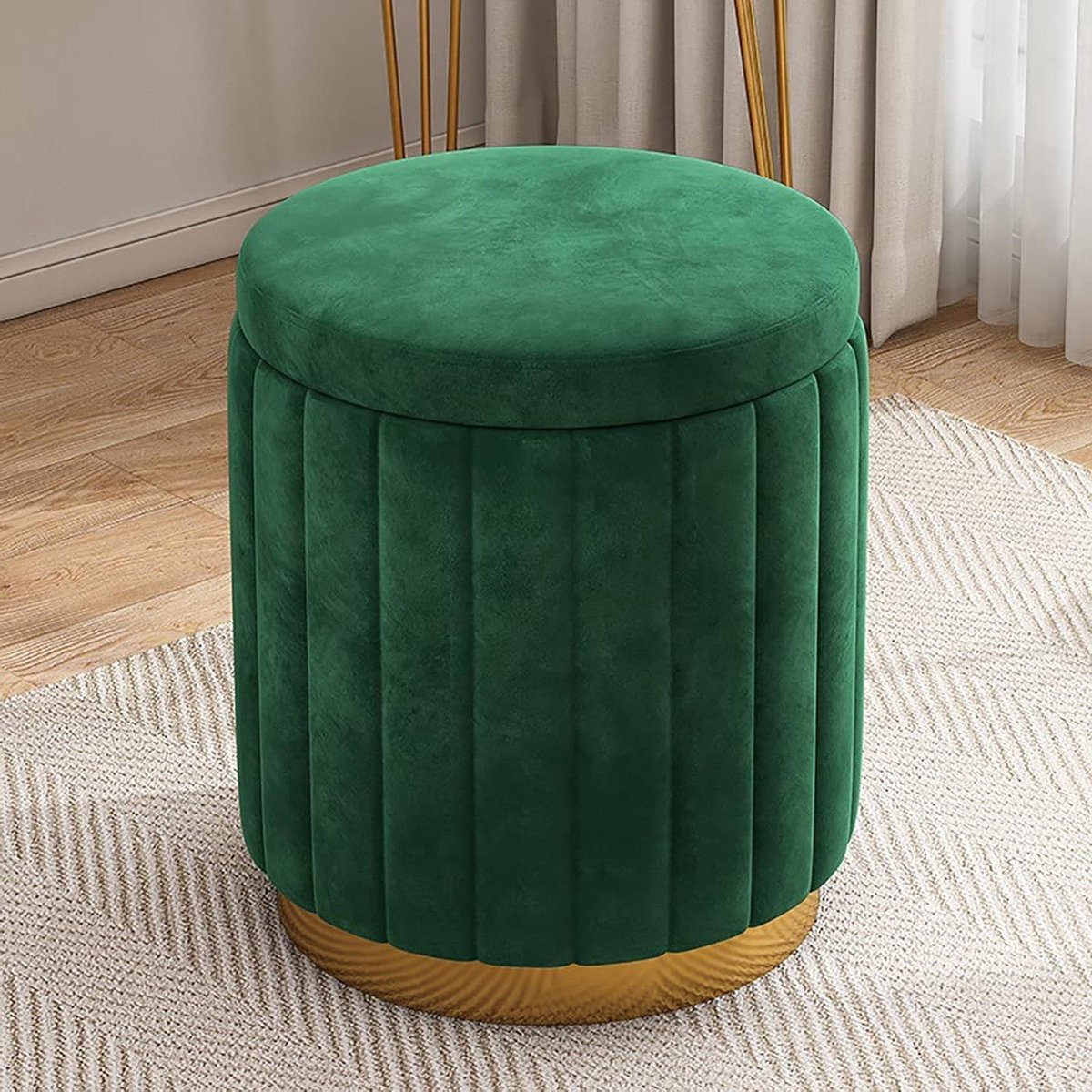 Opbergpoef - Ottomaanse kruk - Ruimte Organiseren - Verborgen Opbergruimte - 34x34x45 cm - Groen