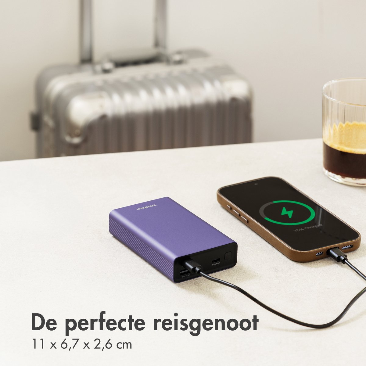 Imoshion Powerbank 20000 mAh 30W Paars met LED-indicator - afbeelding 3