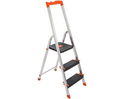 SONGMICS - Huishoudtrap - Ladder - Vouwladder - 3 Treden - Aluminium - Antislip - Max 150 kg