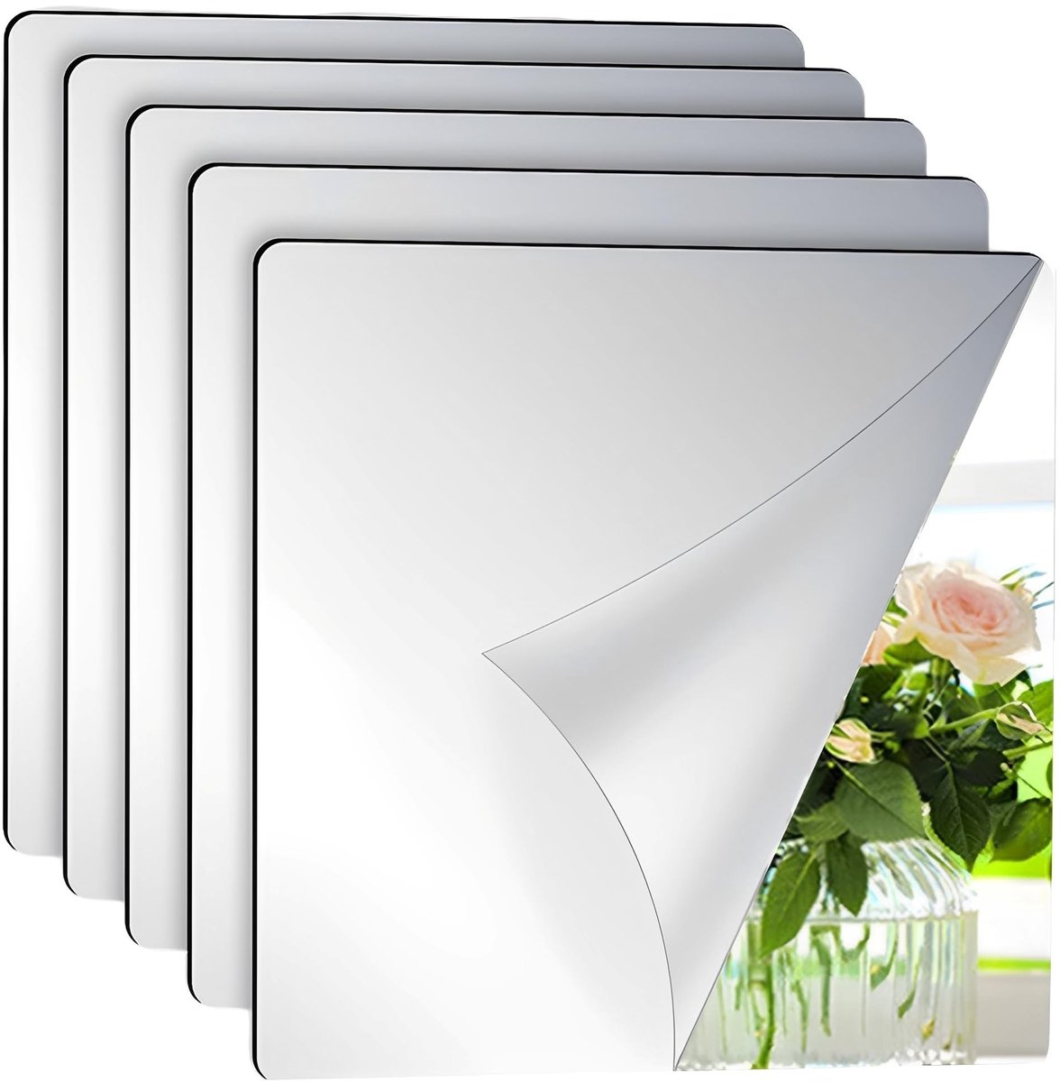 Dailygoods - High-Definition Spiegelmuur, Zelfklevende Glanzende Oppervlakte, Huisdecoratie Muur Opgezette Vlakke Oppervlakte, Breekbestendige Reflecterende Make-Upmuur Zelfklevende(30x30cm)