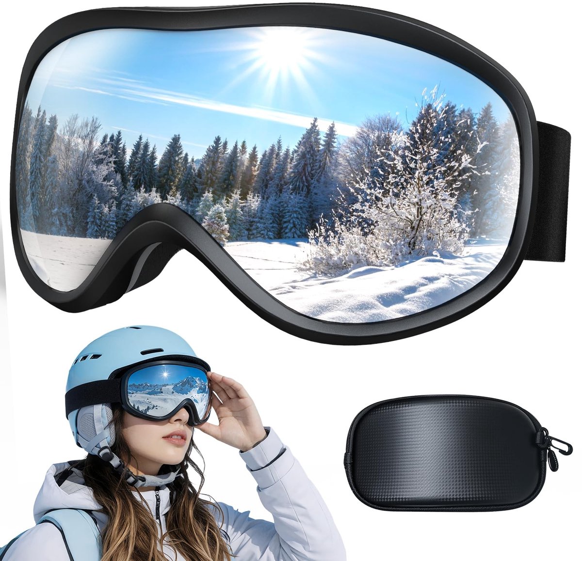 Dailygoods- Skibril HD sferische lenzen - Anti-condens - UV-bescherming - Slagvast - Mistvrij zicht - Verstelbare ventilatie - Snowboardbril