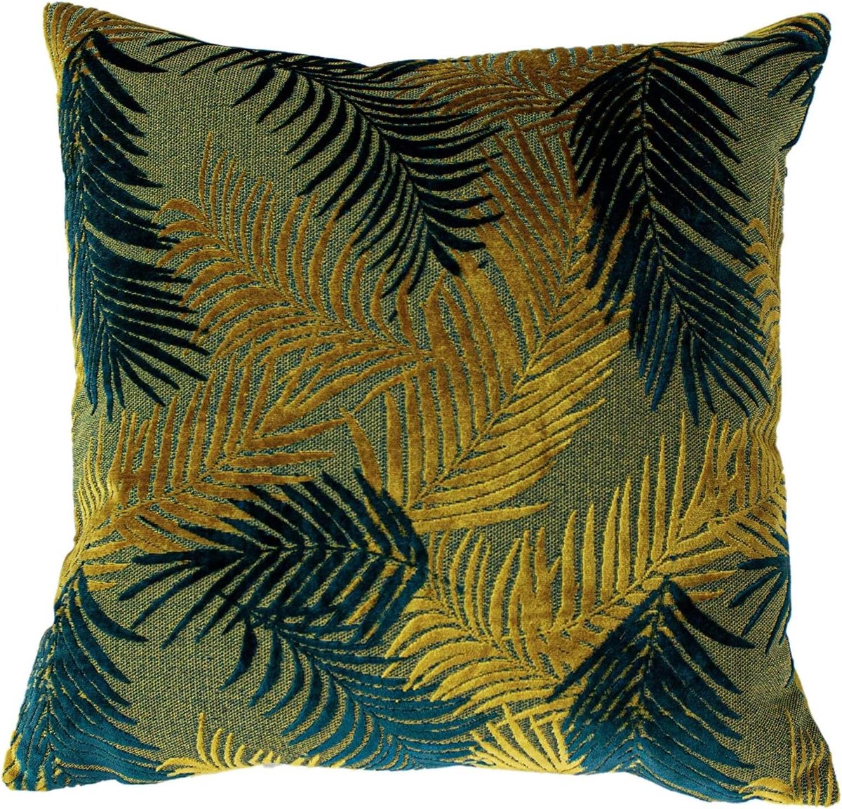 Palm Grove Kussenhoes, Goud/Teal, 50 x 50 cm