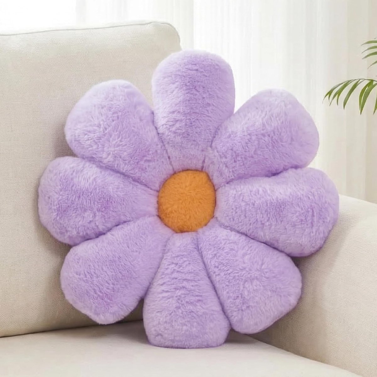 Vloerkussen, bloemkussen, roze sierkussens, schattig vloerkussen, preppy kamerdecoratiekussen voor slaapkamer, bank, 38 cm (paars)