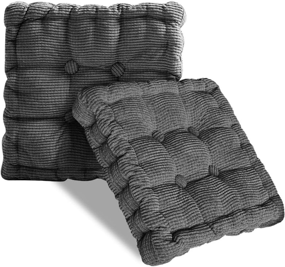 Zitkussens voor buiten, 2 stuks, stoelkussens, 40 x 40 cm, vloerkussen, 10 cm dik vloerkussen, dik vloerkussen voor thuis, kantoor, keuken, eetkamer, binnen en buiten