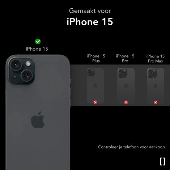 Telefoonhoesje compatibel met iPhone 15, niet met Plus, Pro, Pro Max.