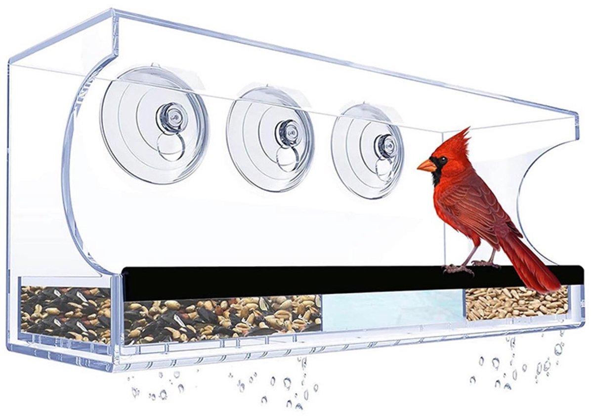 Rechthoekige Raam Vogelvoeder: Kristalhelder Acryl met Sterke Zuignappen