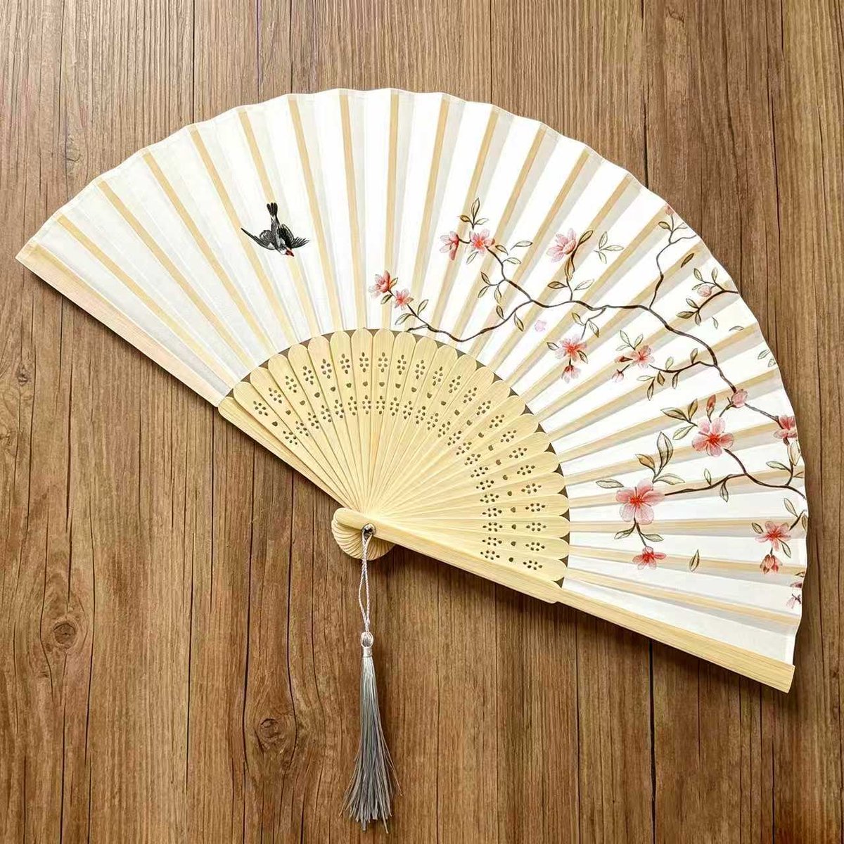 Dames opvouwbare handwaaier, bamboe handwaaier met kwastjes - wanddecoratie voor bruiloften - stijl 10