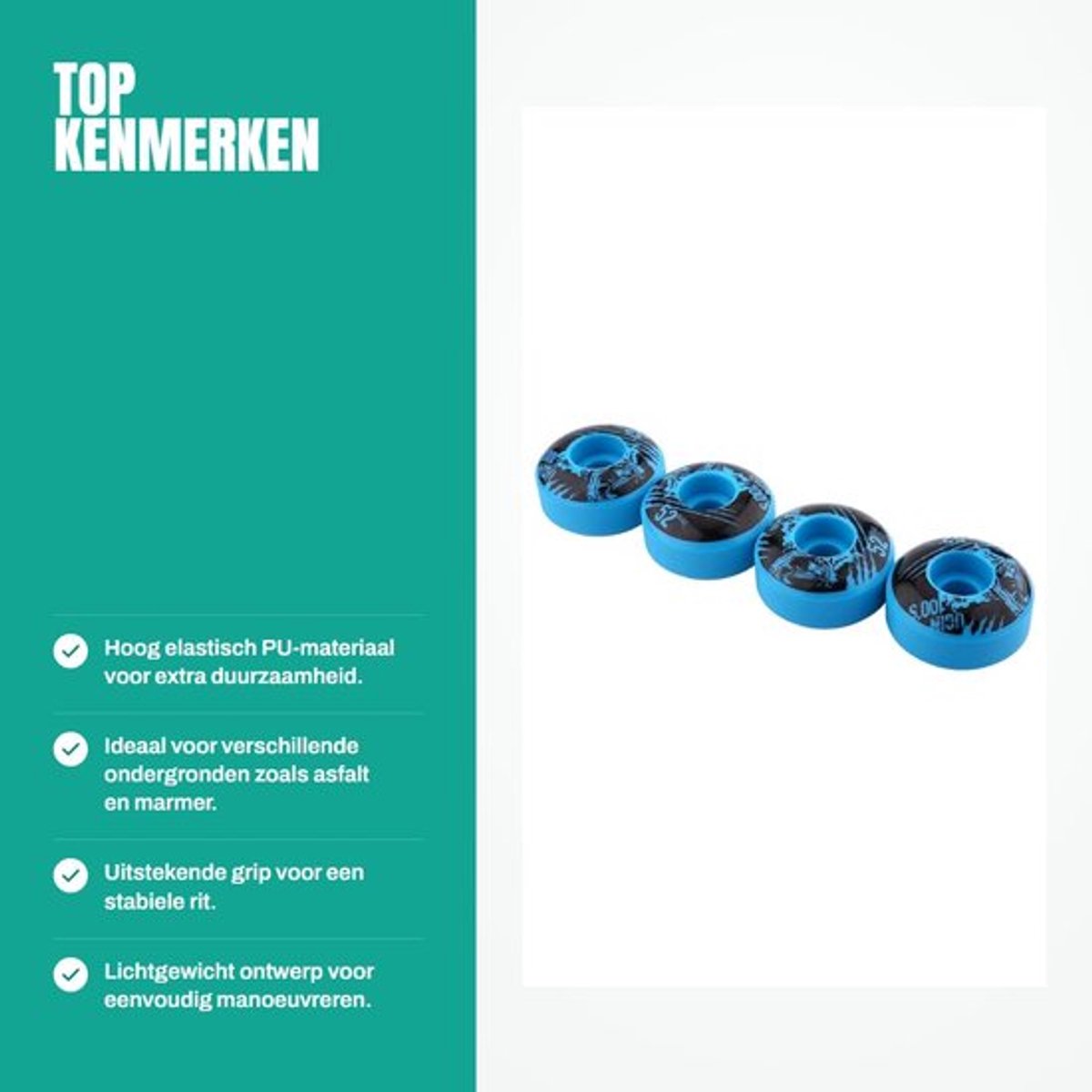 Dailygoods- Skateboard Wielen Hoog Elastisch PU 52mm x 30mm - 4 Stuks - Duurzaam