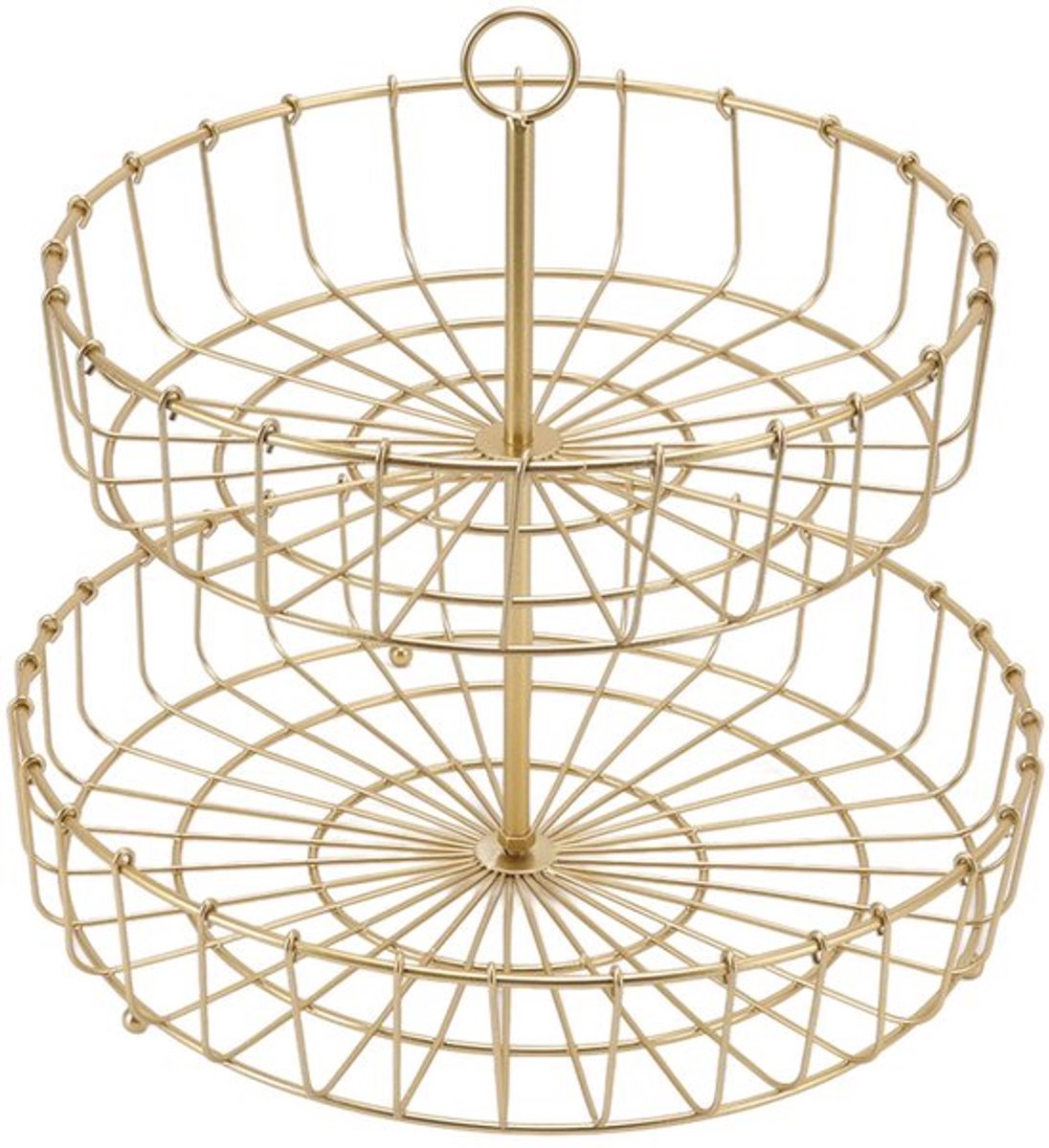 OmGoods - Dailygoody - Fruitmand - Gouden ronde snackplank - 2-laags - Goud
