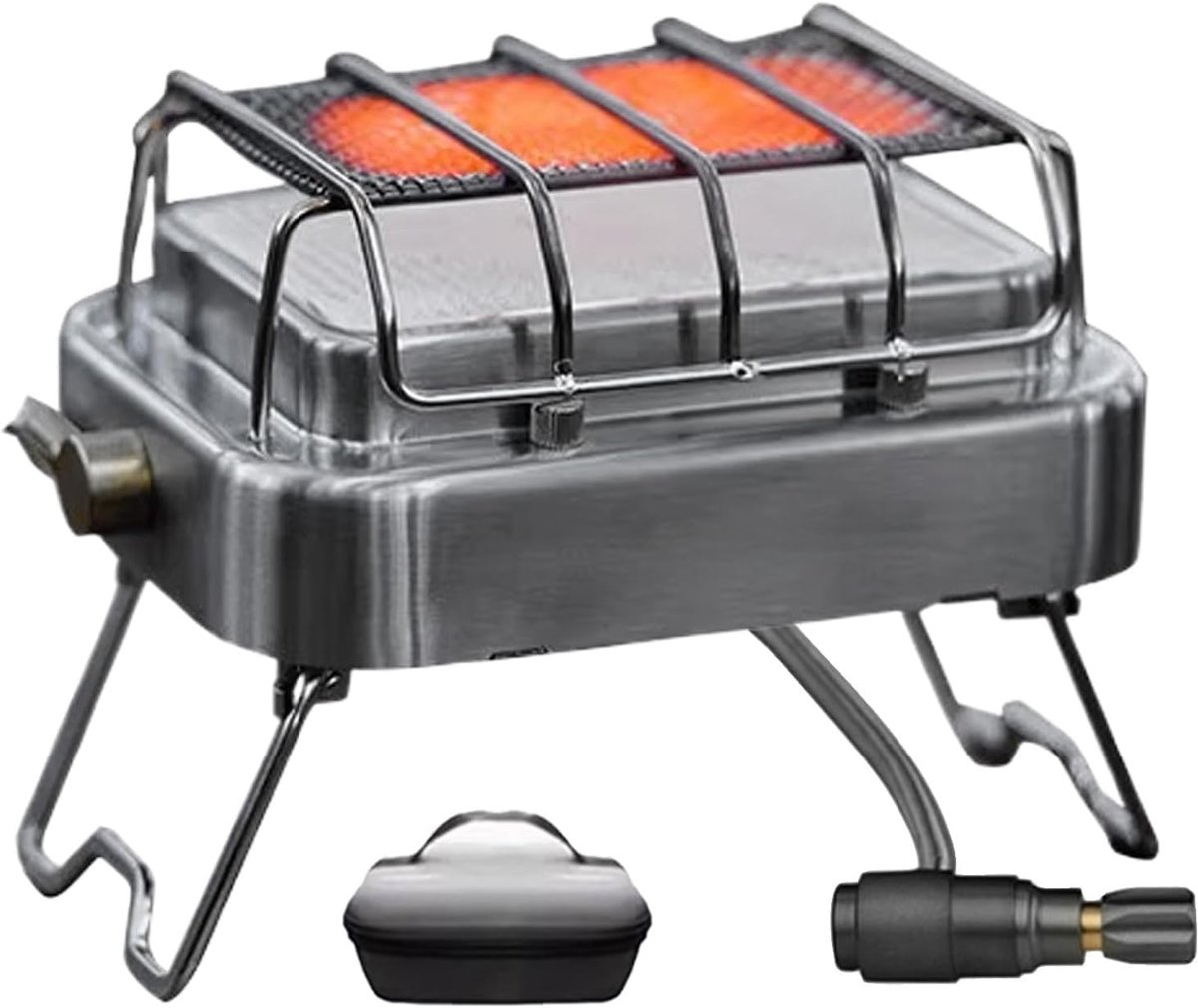 Tentverwarmer Kooktoestel - Draagbare Verwarming - Buiten Koken - 2-in-1 Functie - 12 x 13 x 12 cm - Zilver