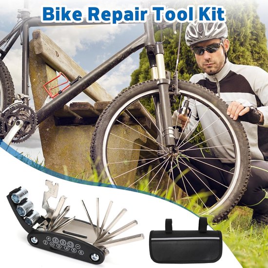 Multitool Fietsreparatieset 16-in-1 met Pomp en Waterdichte Zadeltas voor Noodgevallen — afbeelding 5