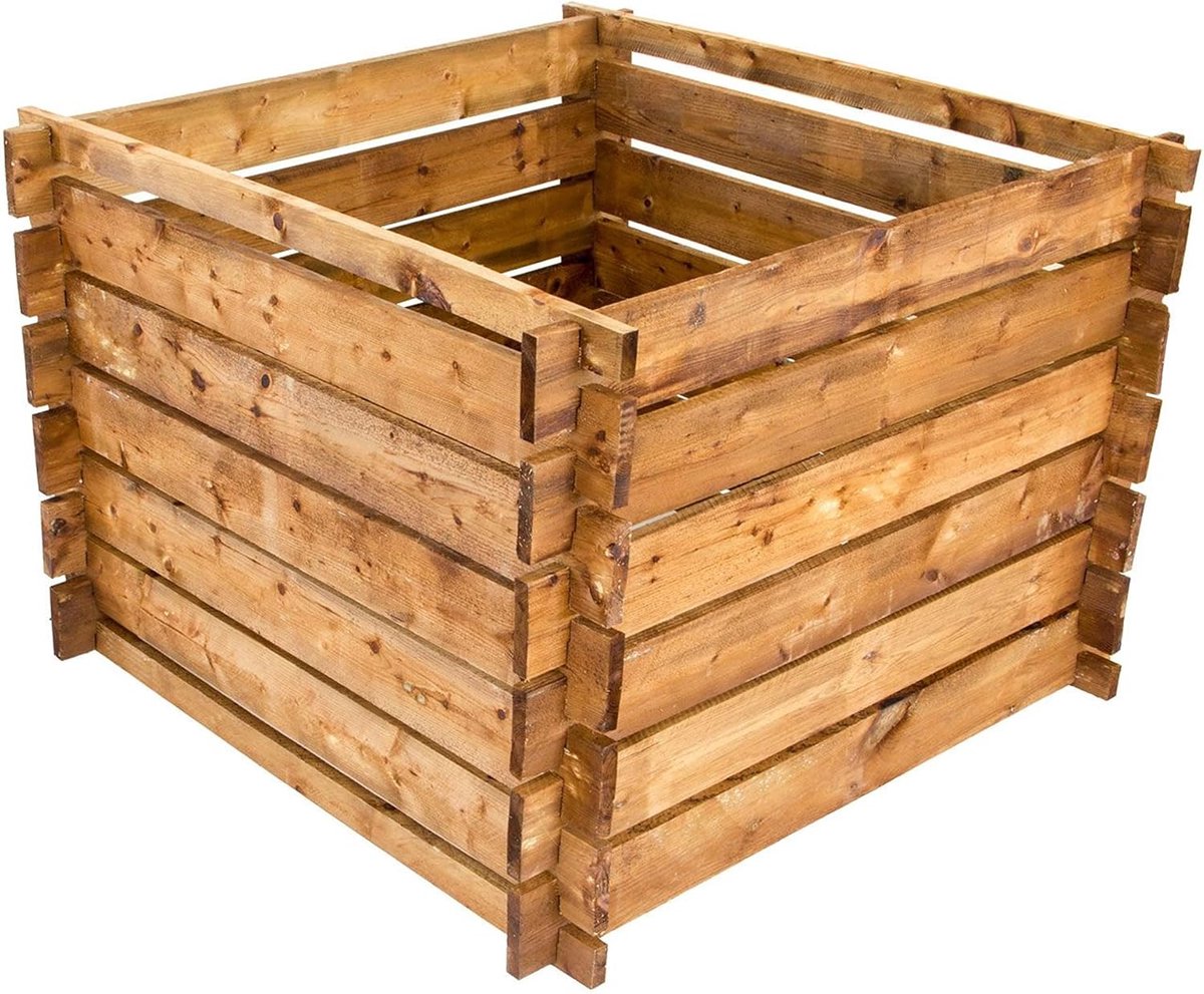 Compostbak Hout - Tuinbak - Tuinafval Verwerken - FSC Gecertificeerd - 100x100x65 cm - Bruin