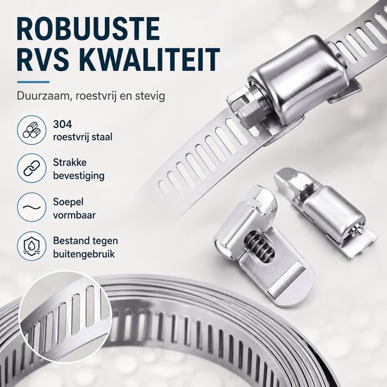 BukkitBow - Premium Slangklem - RVS - Verstelbaar - Diameter tot 350cm - Buisklem - Slangklemmen - Klusmateriaal - Zilver van BukkitBow — afbeelding 4
