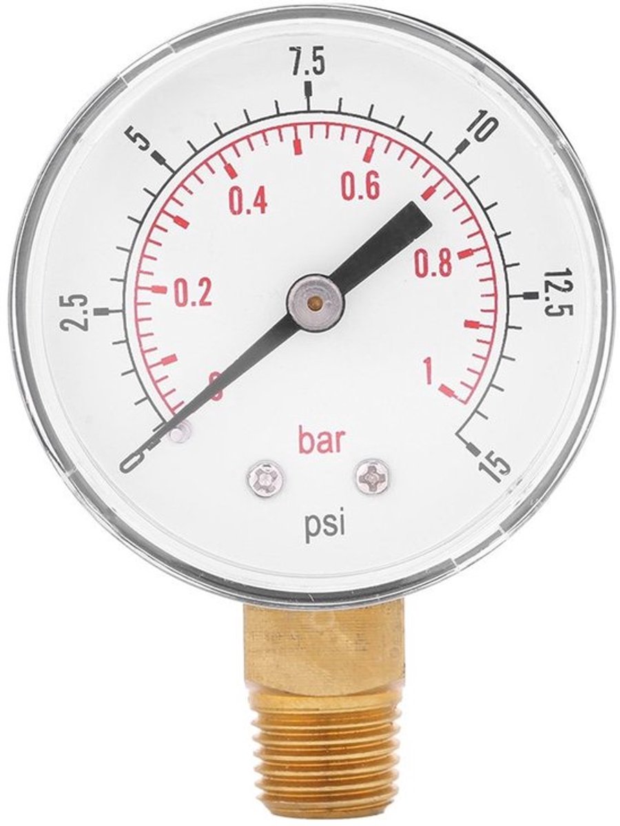 Jhubersproducts - Manometer - Dubbele schaal - Mini-formaat - 0-15psi - Ideaal voor
