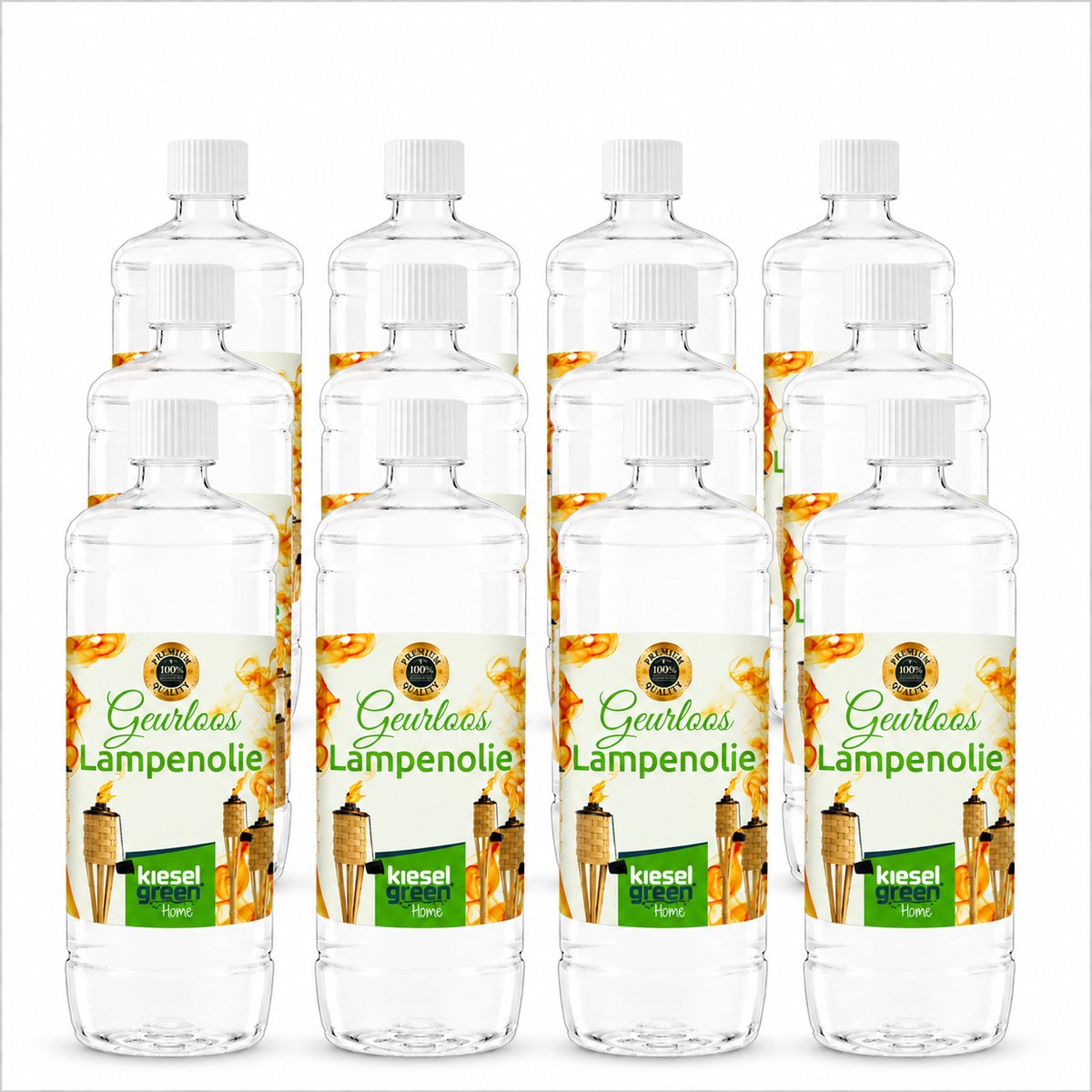 Kieselgreen Lampenolie 12 x 1 liter voor tuinlampen en fakkels geurloze olie met minimale rook en roetvorming