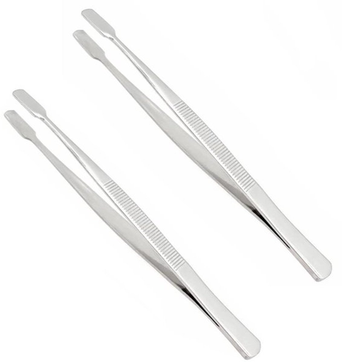 Dailygoods- Pincet Roestvrijstaal - Platte Kop - Set van 2 - Geschikt voor