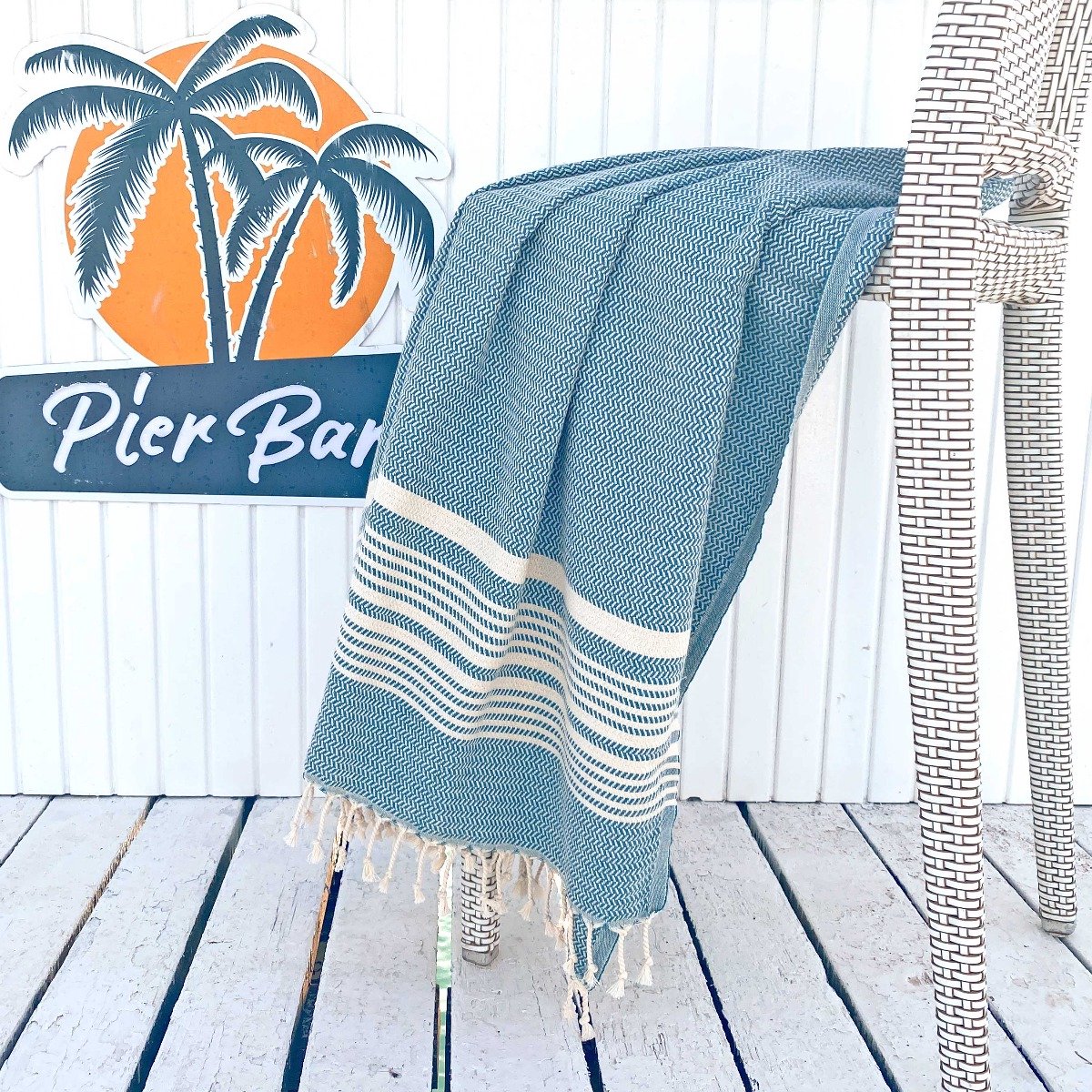 Fashion4wellness Hamamdoek Plaj Petrol / FOUTA - STRANDLAKEN - SAUNADOEK - 100 x 180 CM KATOEN