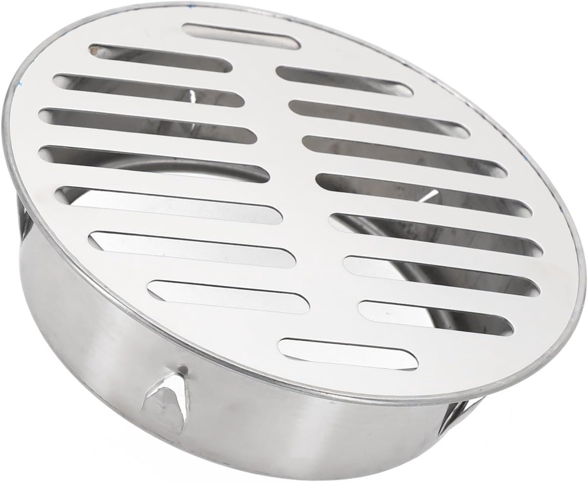 Bodemafvoer Insteek - Drainagerooster PVC - Waterafvoer Tuin - Roestvrij Staal - 125 mm Buis - Zilver
