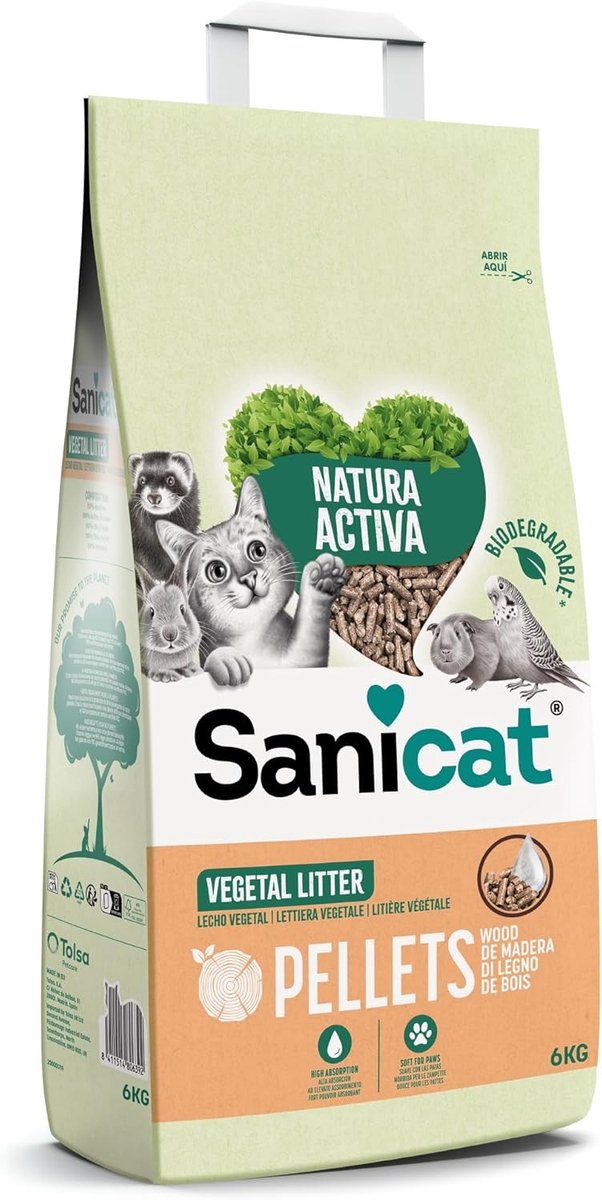 Absorberend Multipet Strooisel - Gerecycled Hout - Uitstekende Absorptie - Natuurlijke Geurcontrole - Voor Katten en Kleine Dieren