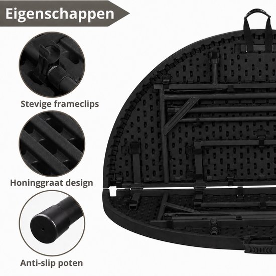 ADSafety Inklapbare Tafel Rond - Campingtafel - Klaptafel - Vouwtafel Buiten - Tuintafel - Ø 122 x H 74 CM - Zwart van ADSafety — afbeelding 5