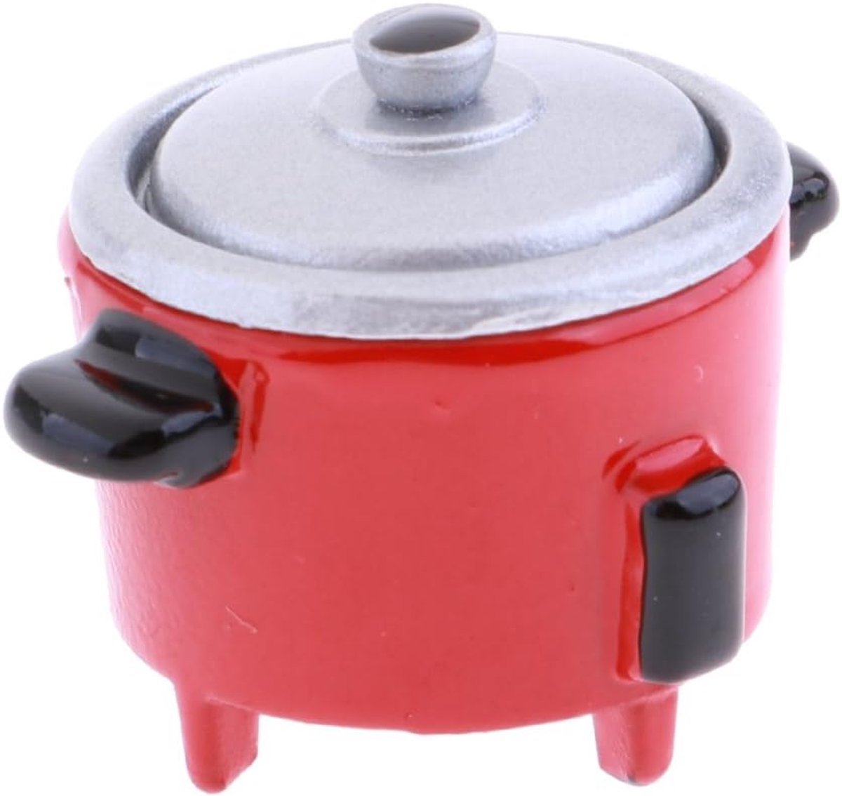 Mini Rijstkoker Poppenhuis Keuken Decoratief Accessoire Gedetailleerd Model 1:12 Schaal Rood