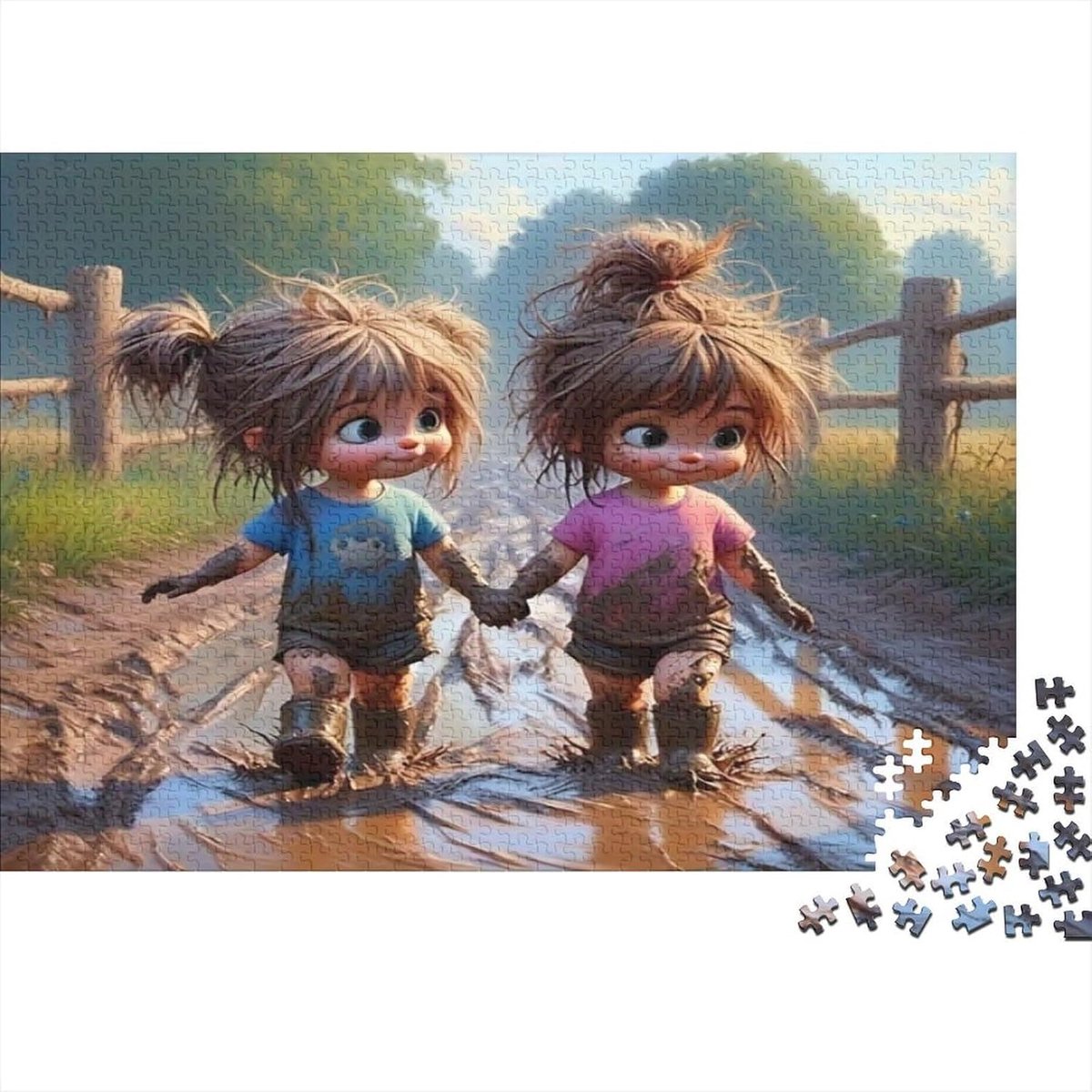Kinderpuzzel 1000 stukjes - Puzzel volwassenen - Ontspanning thuis - Hoge kwaliteit materiaal - 38 x 26 cm - Boerderijweg thema