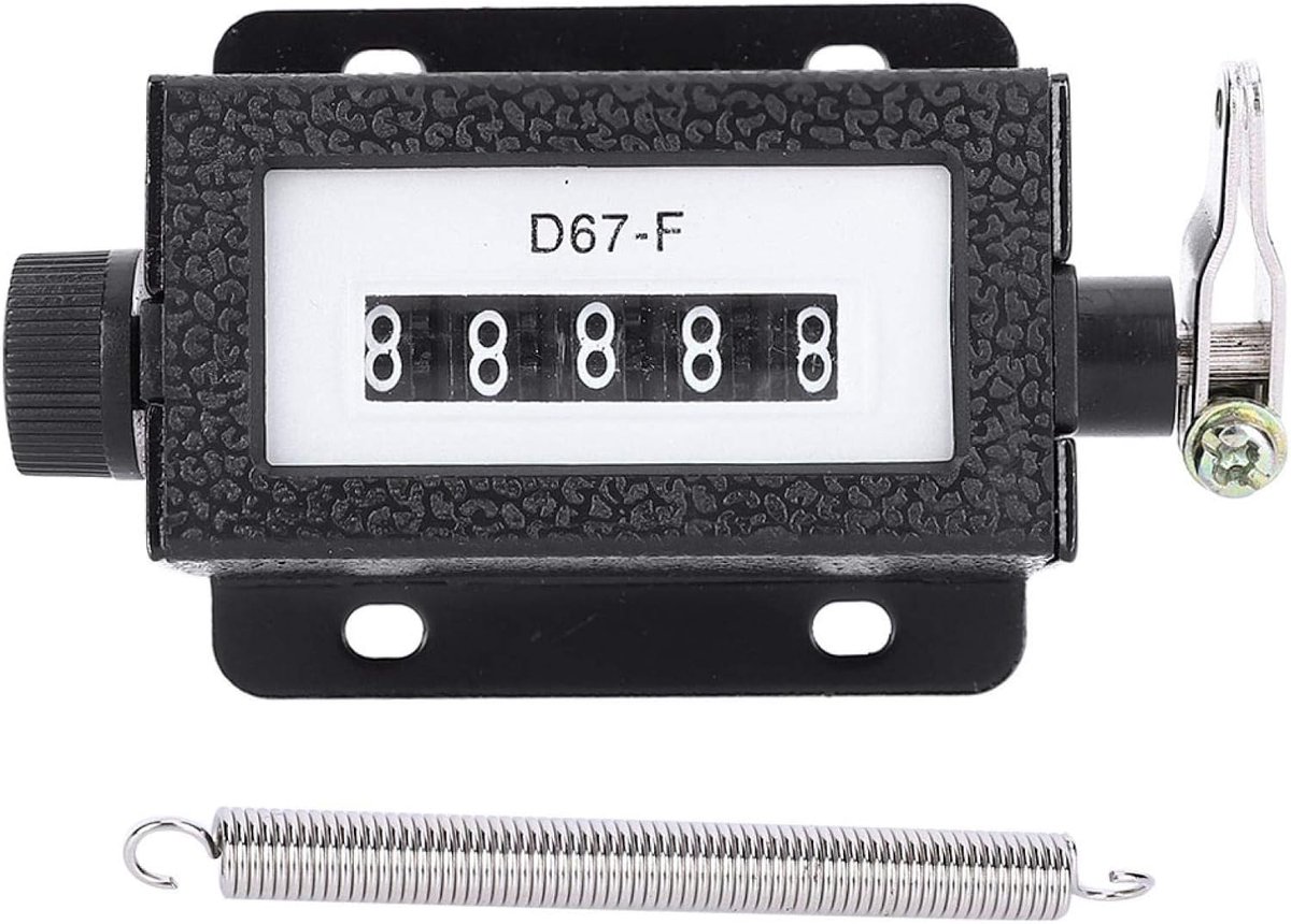 Mechanische Teller - Tel Apparaat - Figuren Noteren - 5 Cijferig Display - 6 x 3 x 2 cm - Zwart