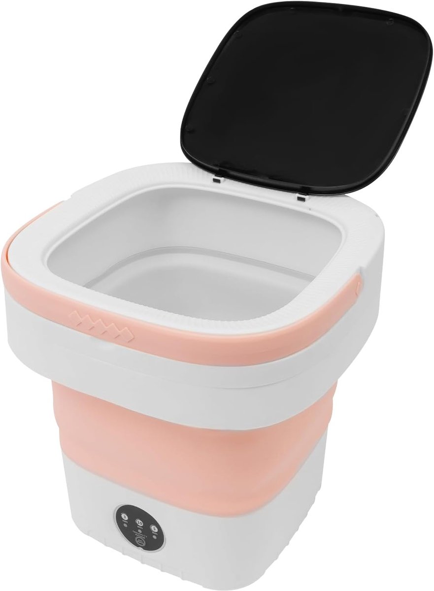 Mini Wasemmer Draagbare Wasmachine Reizen en Kamperen Opvouwbaar en Compact 12 Liter Capaciteit Roze