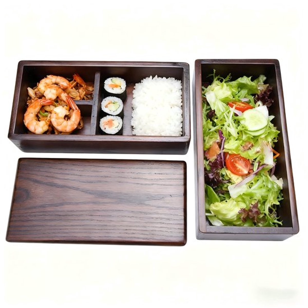 Allecto - Bento Box - Houten Lunchbox - Dubbellaagse Voedselcontainer - Japanse