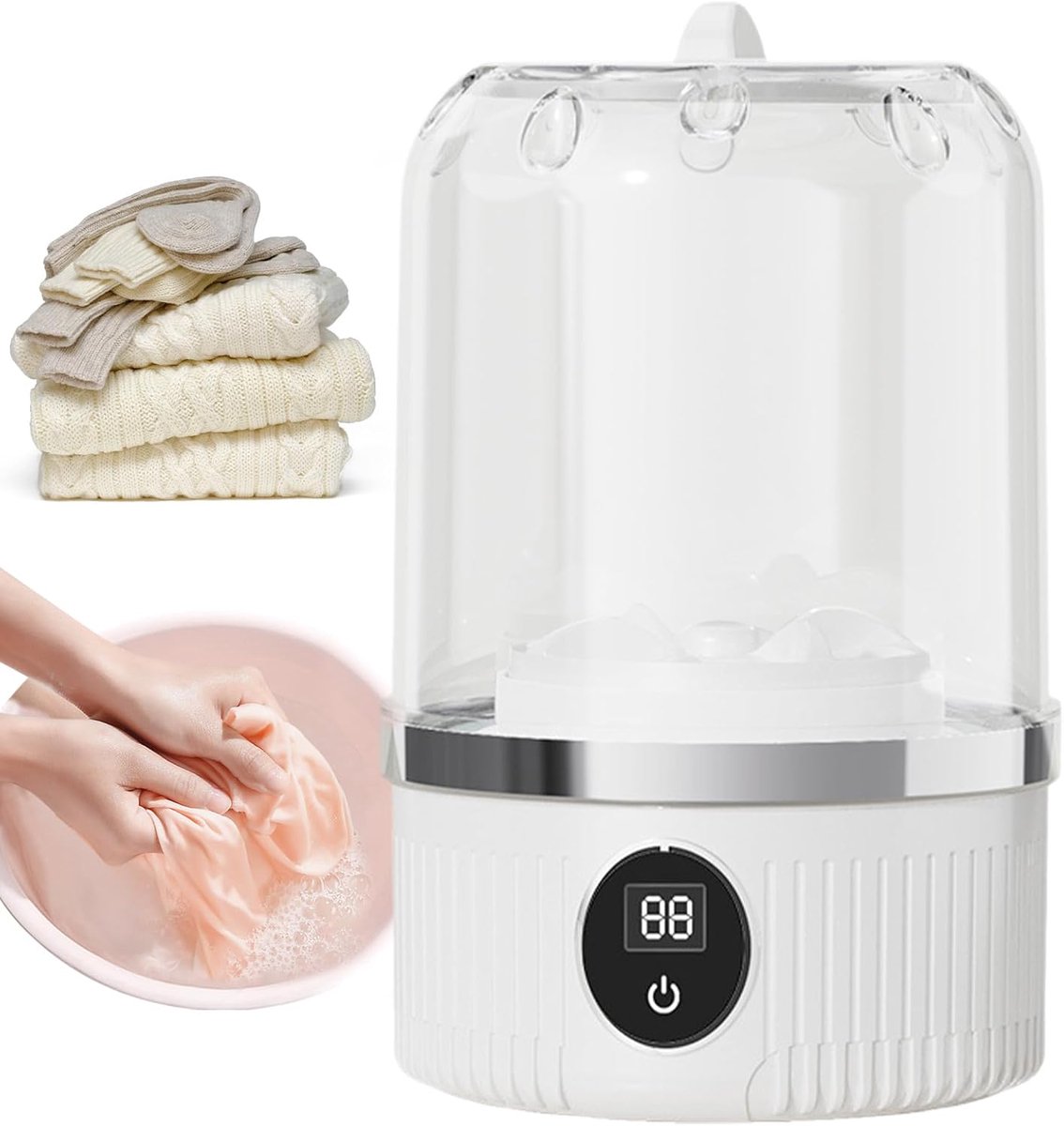 Kleine Was Unit Draagbare Wasmachine Persoonlijk Wassen Draadloos Automatisch 1 Liter Capaciteit Wit