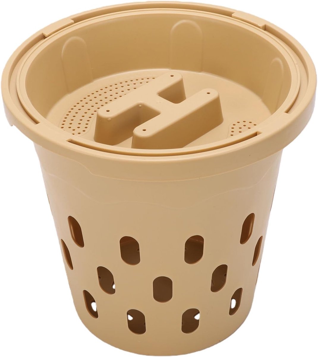 Inbouw Composter - Wormenbak Tuin - Keukenafval Verwerken - Geen Montage Vereist - 26 x 25.5 x 25 cm - Beige