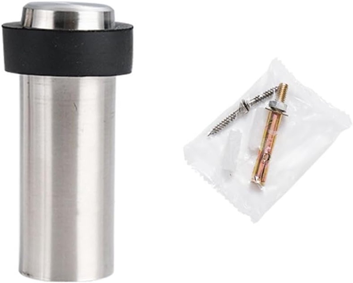Cilindrische Deurstopper - Deur Buffer - Muren Beschermen - Geluidsreducerend Rubber - 100 mm - Zilver