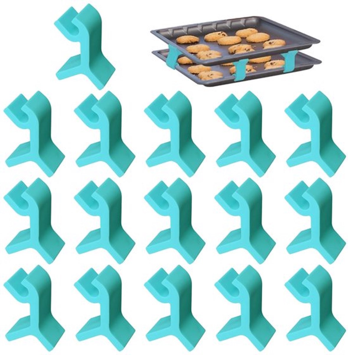 Dailygoody - Bakplaatstapelaars - Ruimtebesparend - 16 Stuks - Turkoois