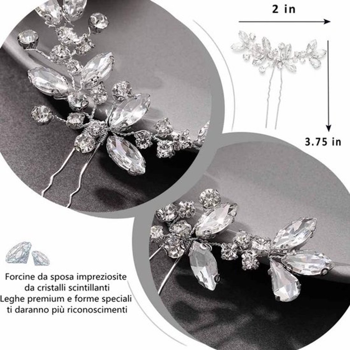 Zeynomax - Zilveren haarspelden - Bruidsaccessoires - Elegant ontwerp - Kristal