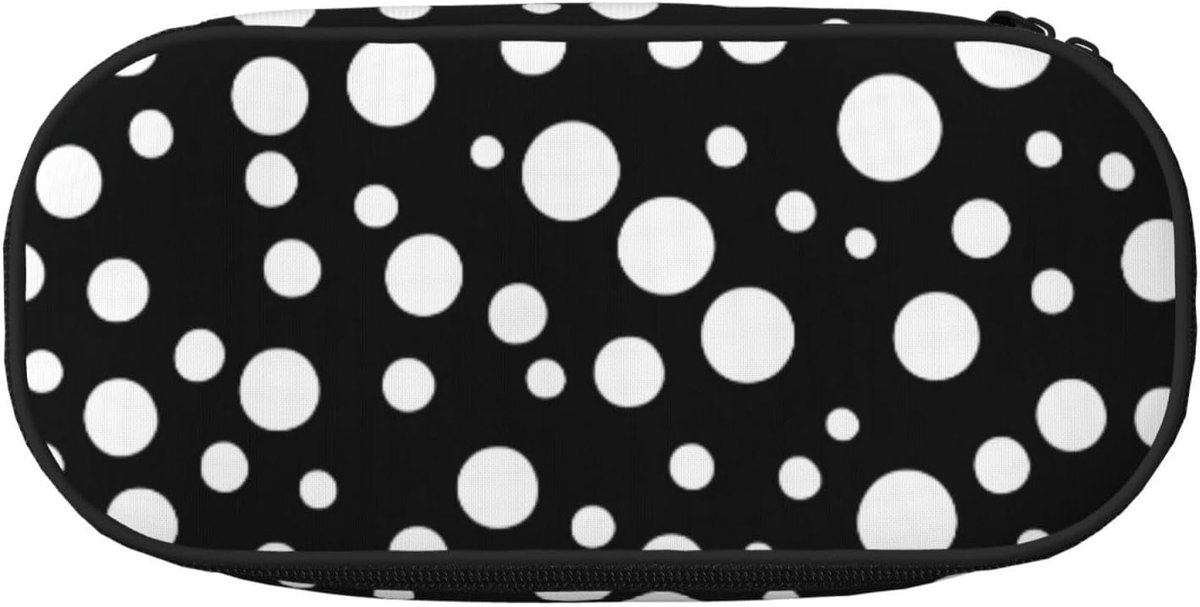Etui met Stippen - Pennenzak Organizer - Bureau Organisatie - Hoge Capaciteit - 22x11x4.5 cm - Zwart Wit