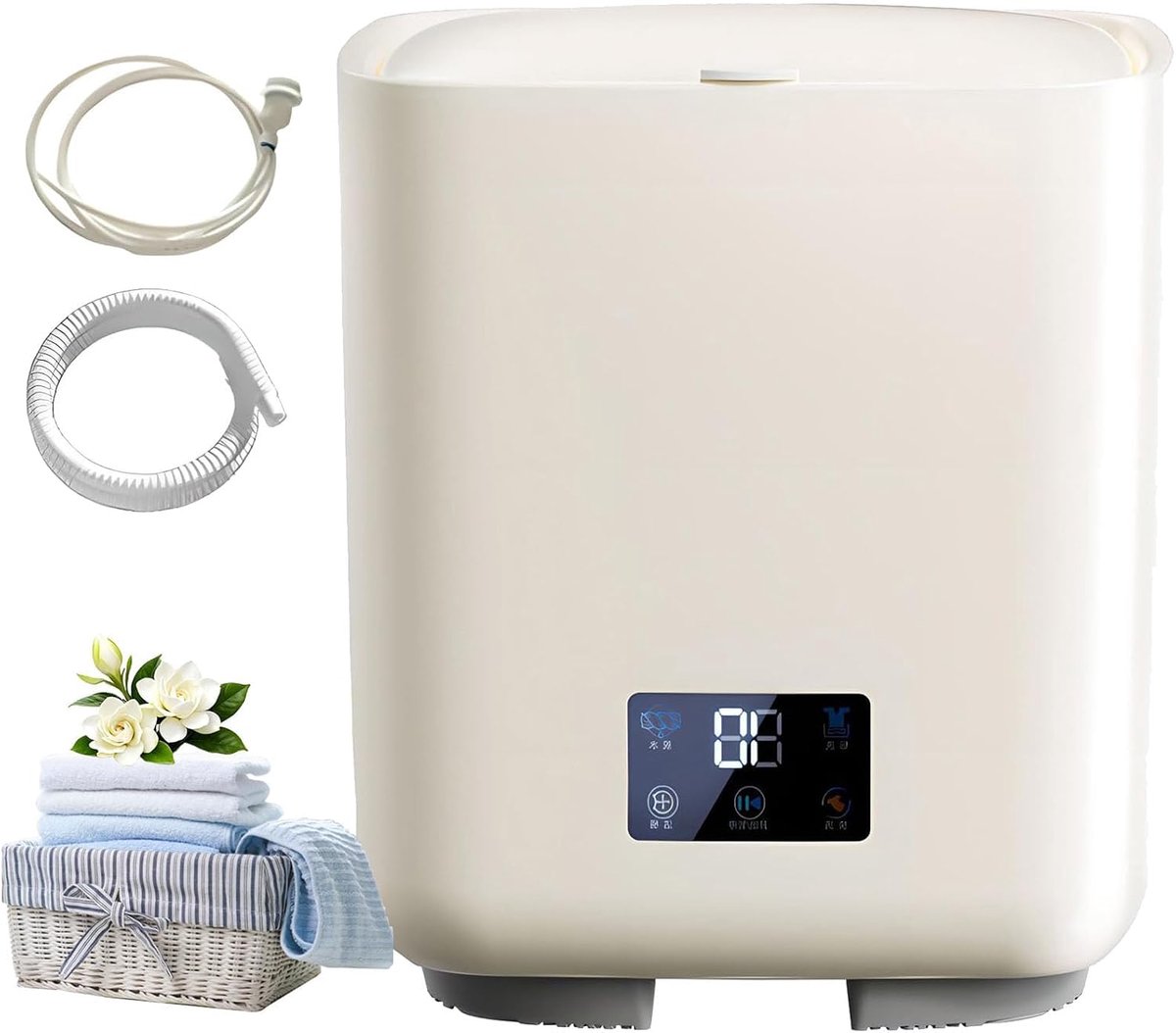 Draagbare Wasmachine Mini Wasmachine Babykleding Wassen 4 Slimme Wasmodi 7L Capaciteit Wit