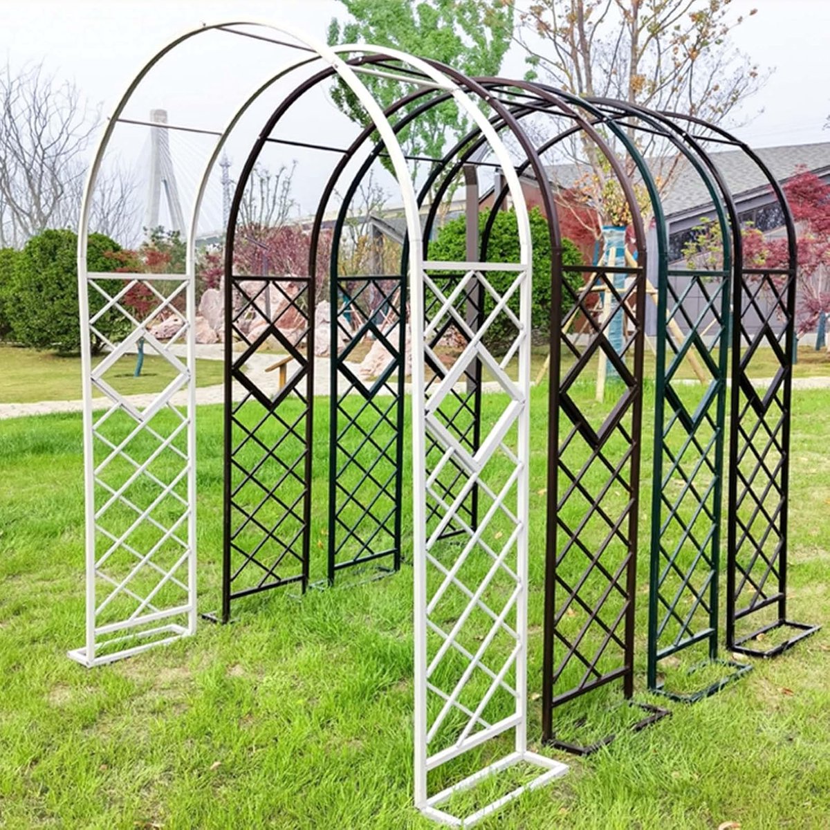 Metalen Rozenboog - Tuinboog Rooster - Klimplanten Ondersteunen - Versterkt Staal - 160 x 230 cm - Zwart