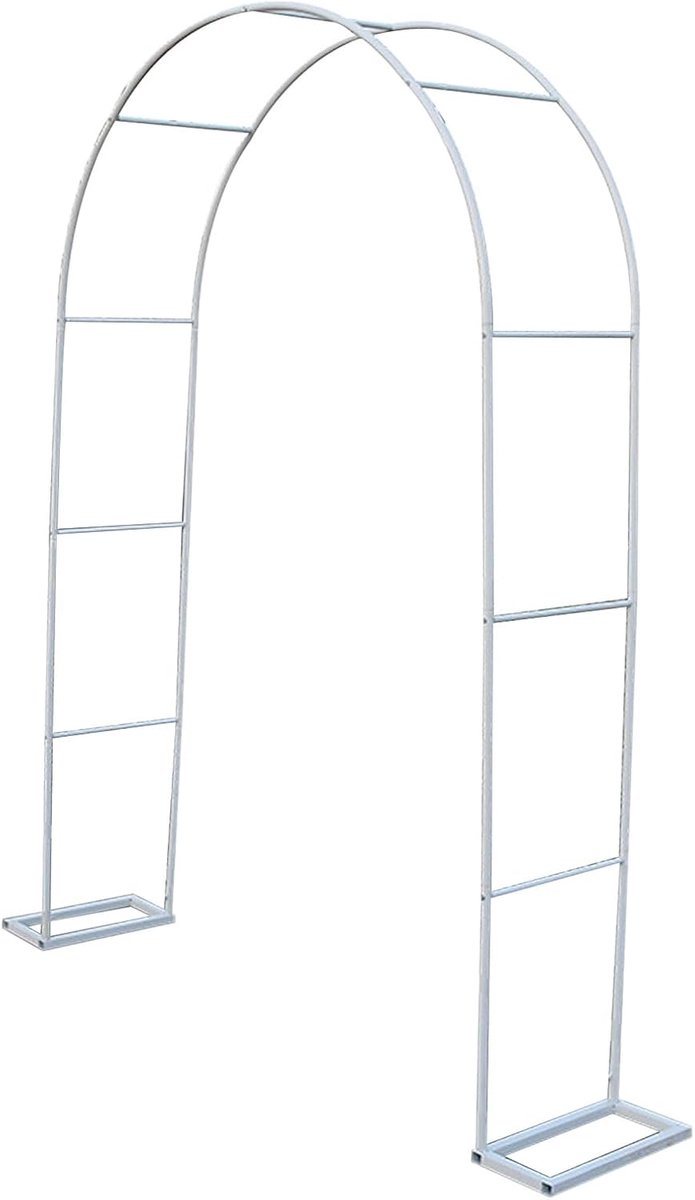 Tuinroos Latwerk - Metalen Tuinboog - Klimplanten Ondersteunen - Stabiele Grondbevestiging - 220 cm Hoog - Wit